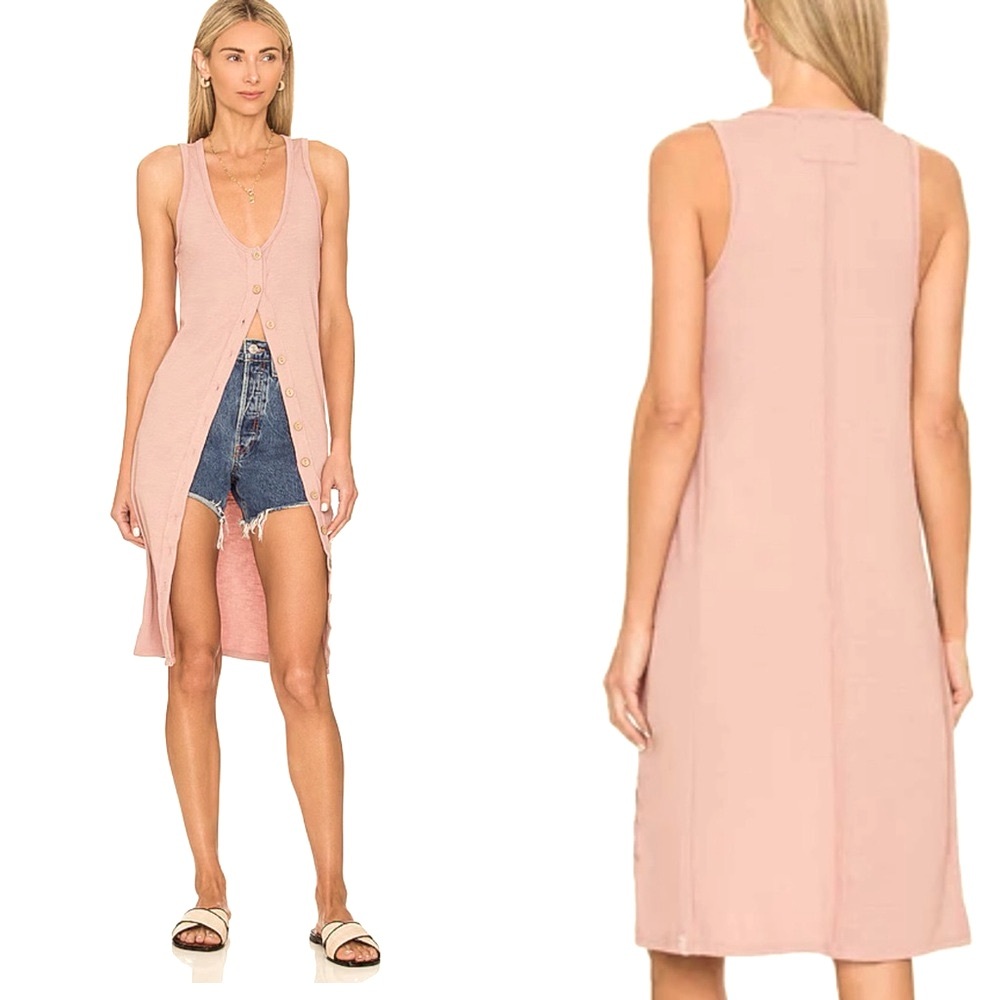 NWT Free People Size XS Gia Long Vest Lilac Wine Mauve Ribbed Sleeveless Boho